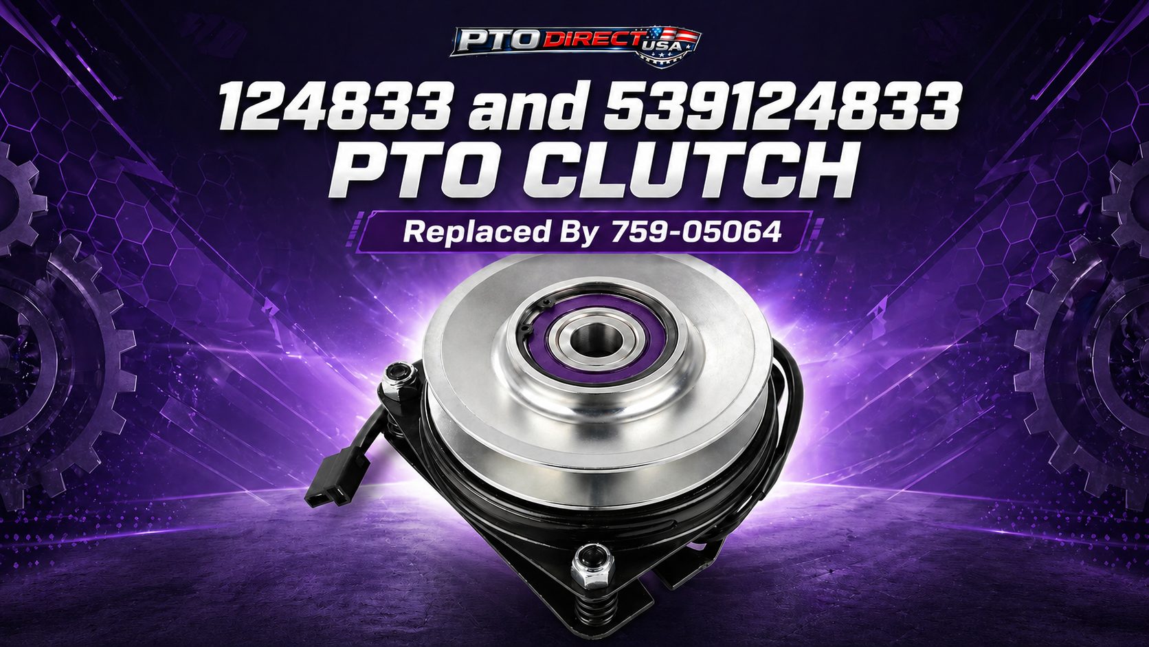 124833 and 539124833 PTO clutch replaced by 759-05064 for Cub Cadet, MTD, Toro, Wheel Horse, Dixon, Husqvarna, and related mower applications.