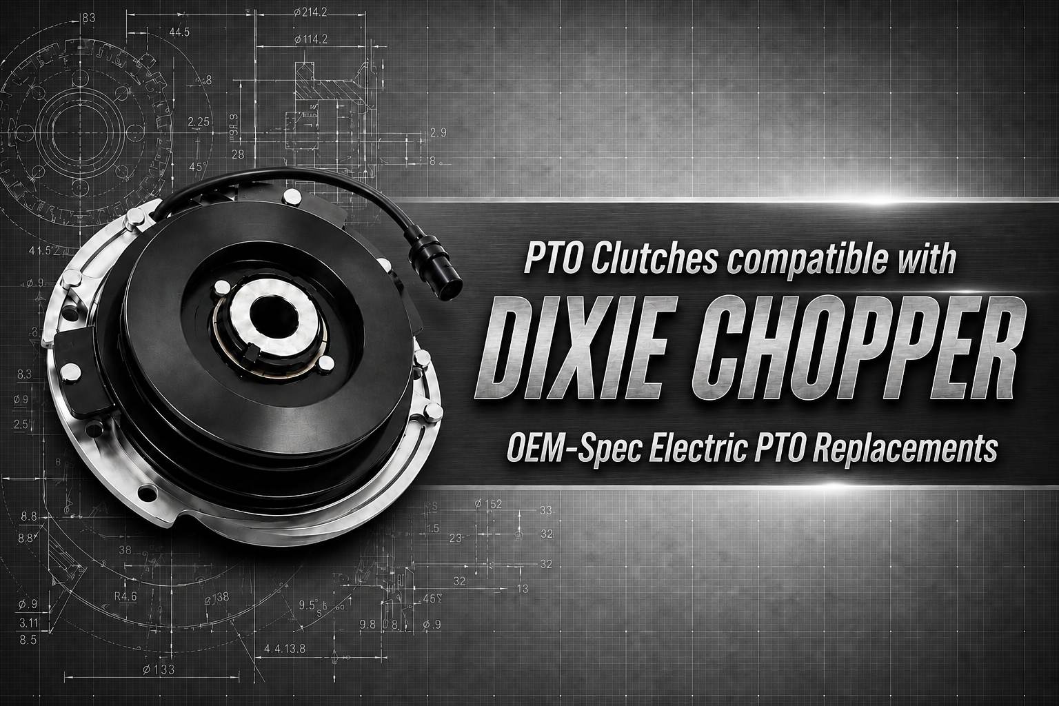 Dixie Chopper PTO clutch replacements collection showing fitment paths for 500012, 500144, and 500056 electric PTO clutches.