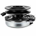 Ariens Gravely 00480600 PTO clutch replacement showing black pulley, center bore, silver clutch housing, brake plate hardware, mounting bracket, and black wiring connector on a white background.