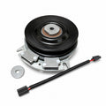 Bad Boy 070-1000-00 PTO clutch replacement pulley-side view with D-spacer bushing, mounting washer and wiring harness