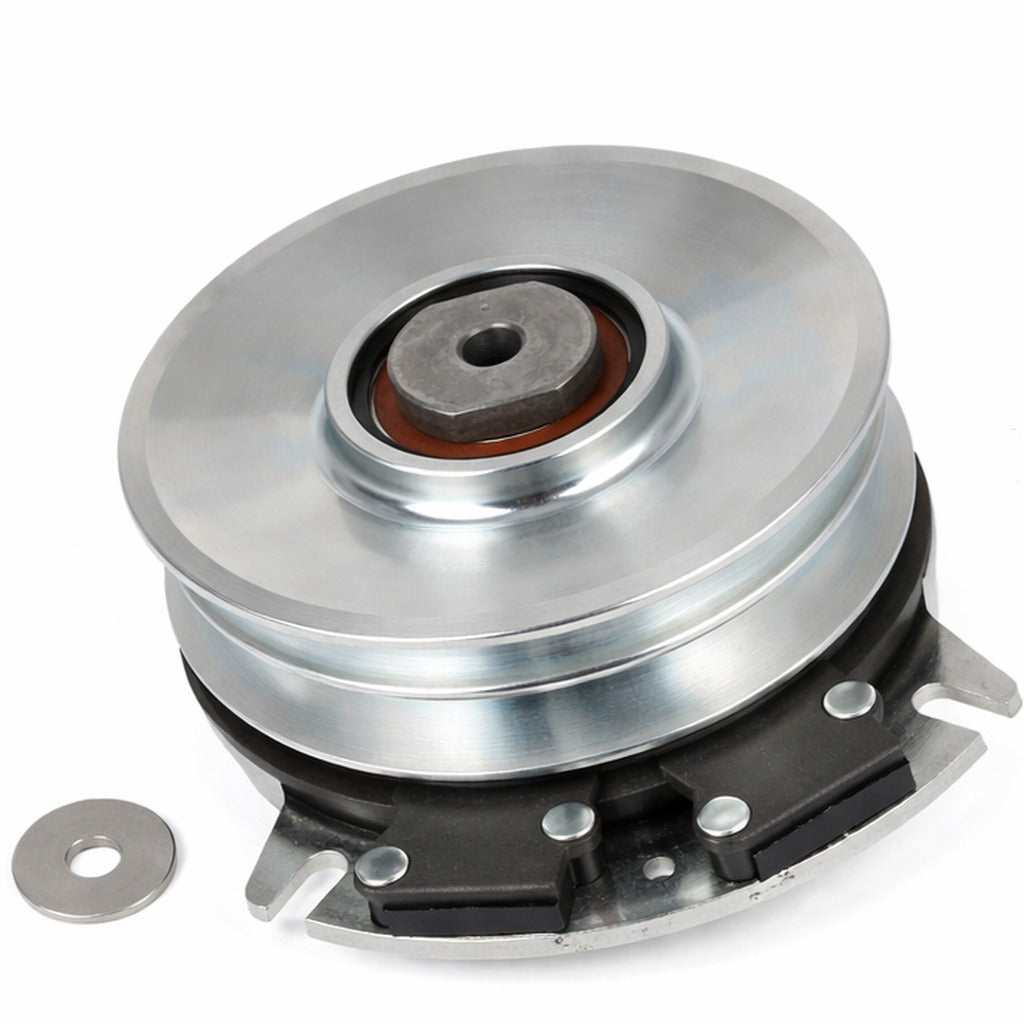 103-0011 Toro PTO clutch replacement with 6.45-inch pulley, 1-1/8 inch crankshaft bore, and CW rotation, shown in square product image on white background.