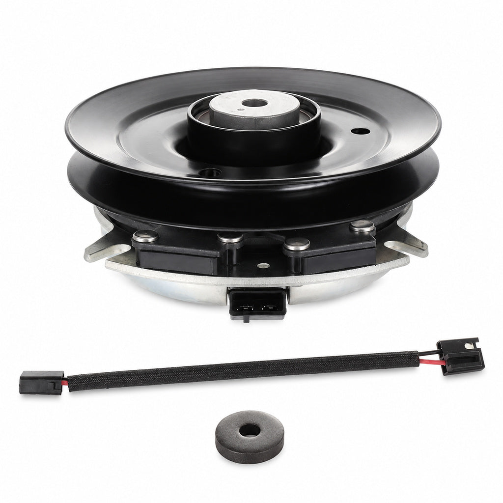 Aftermarket 109-9275 electric PTO clutch replacement for Exmark Lazer Z HP commercial mowers with 1-1/8 inch bore, large 7-inch class pulley, counter-clockwise rotation, and connector style shown.