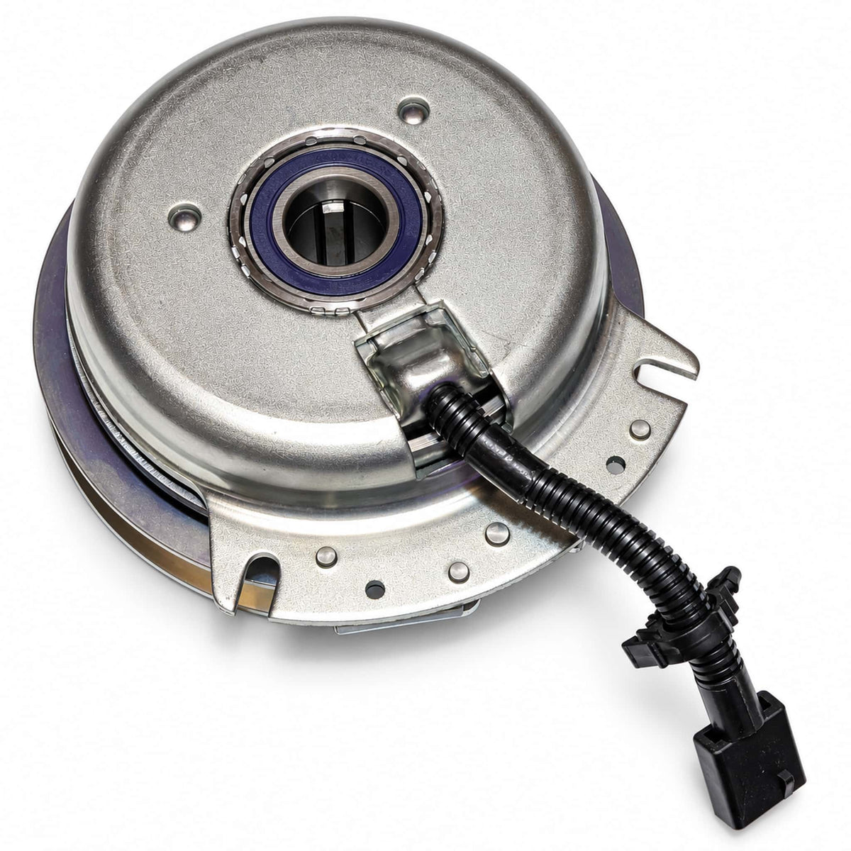 HD Upgrade 116-1620 replacement PTO clutch underside showing housing, mounting slots and wiring harness