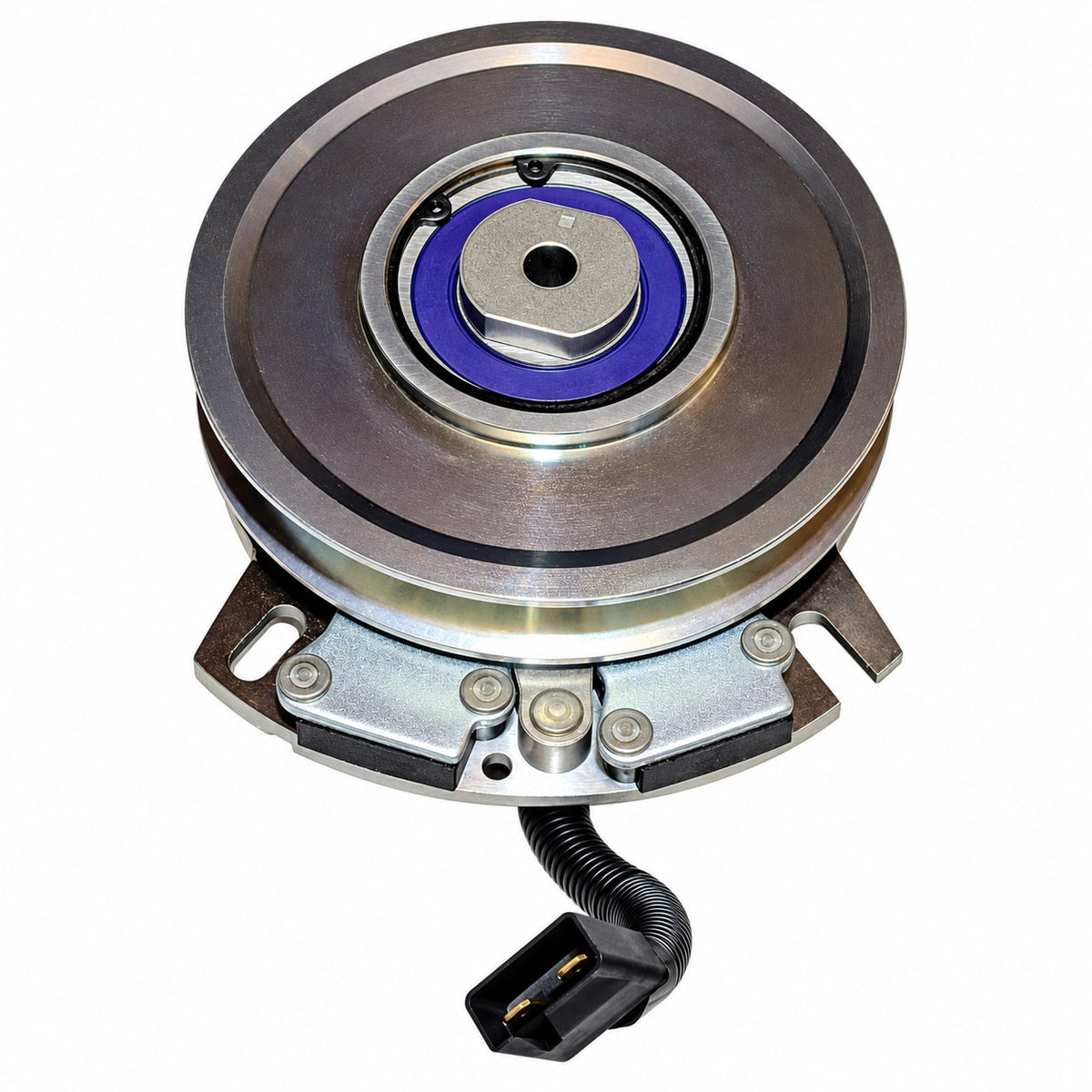 Toro 127-3408 HD upgrade aftermarket electric PTO clutch replacing Warner 5219-172 shown from the pulley side