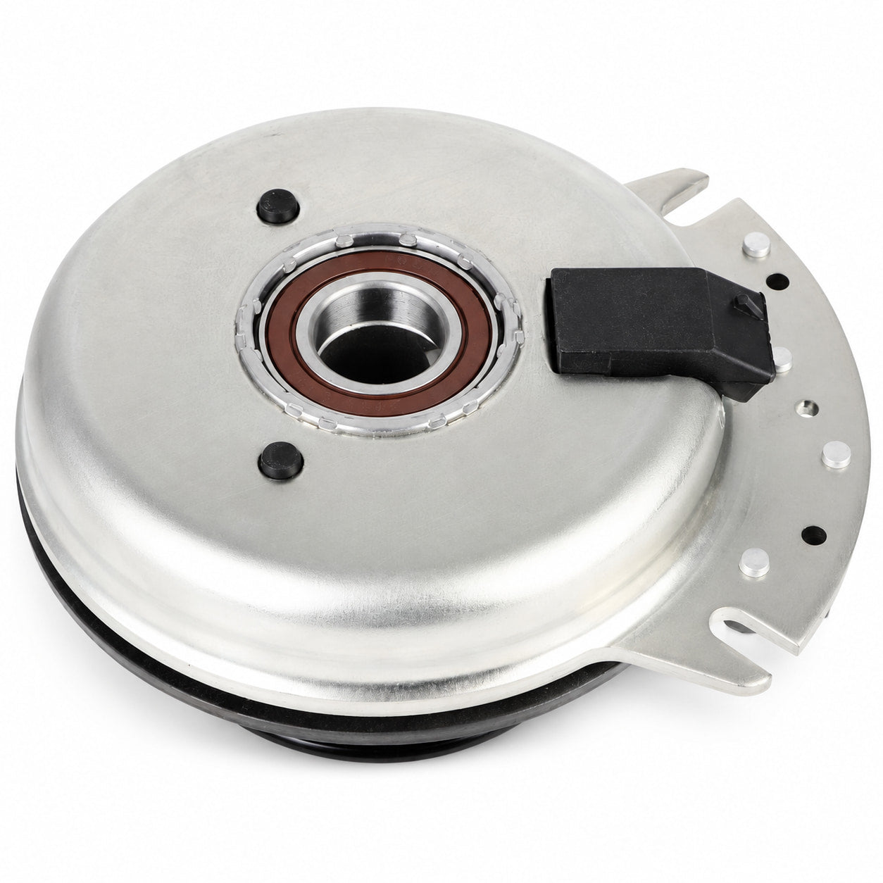 Bearing-side view of Simplicity 1716226 PTO clutch showing 1-1/8-inch bore and electrical connector