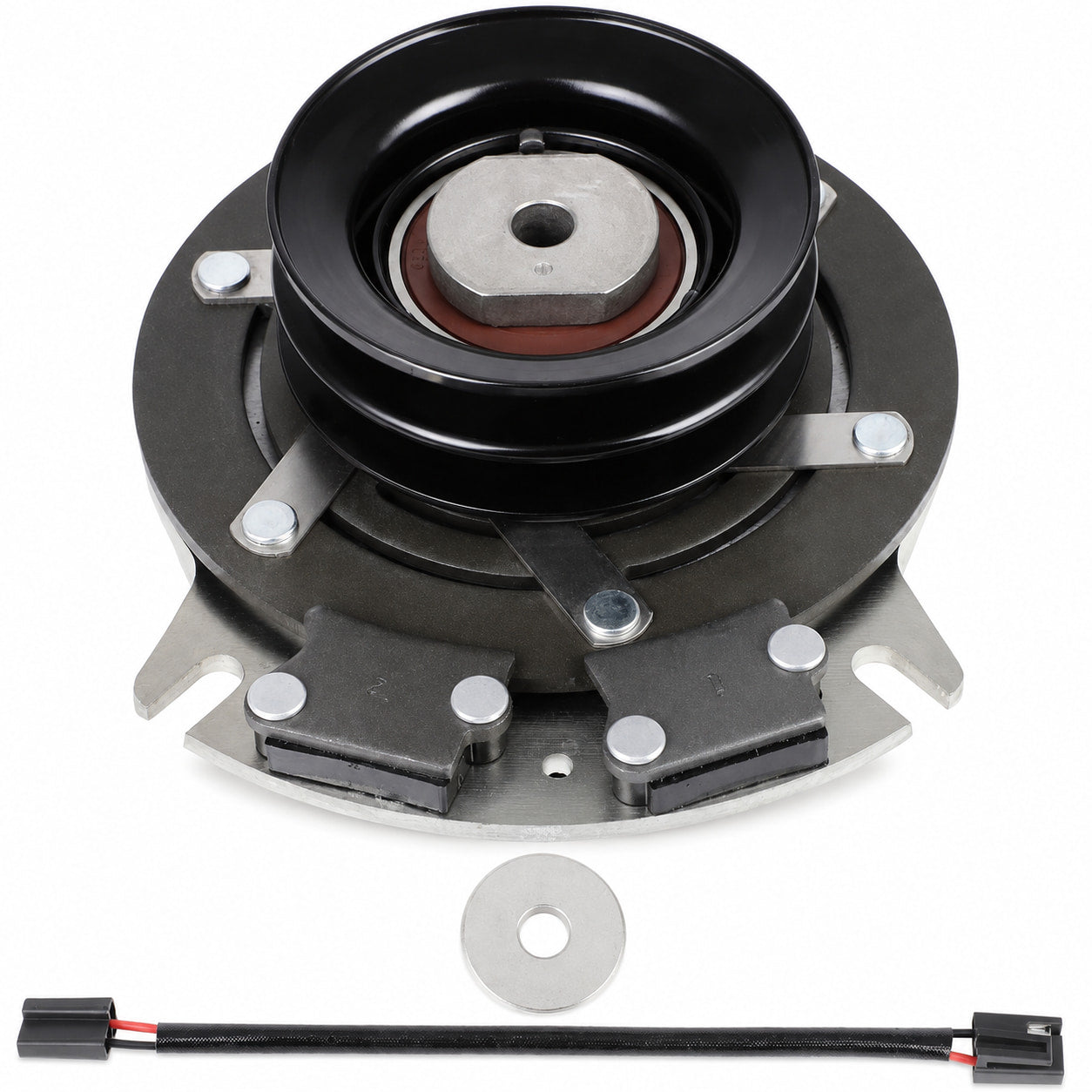 1716226 PTO clutch replacement for Simplicity SunStar with double-A pulley, washer and optional T-plug adapter harness