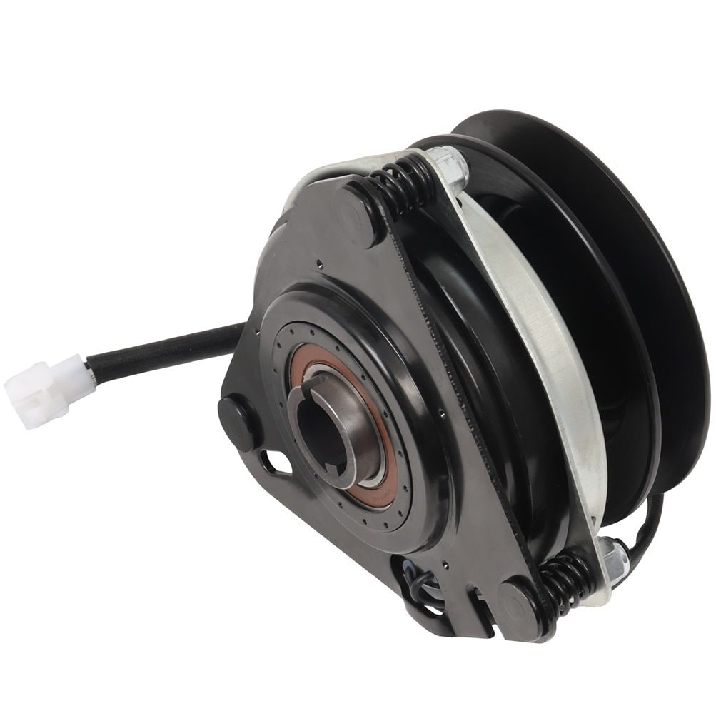Angled view of 1736105SM PTO clutch showing pulley groove, clutch assembly and wiring connector