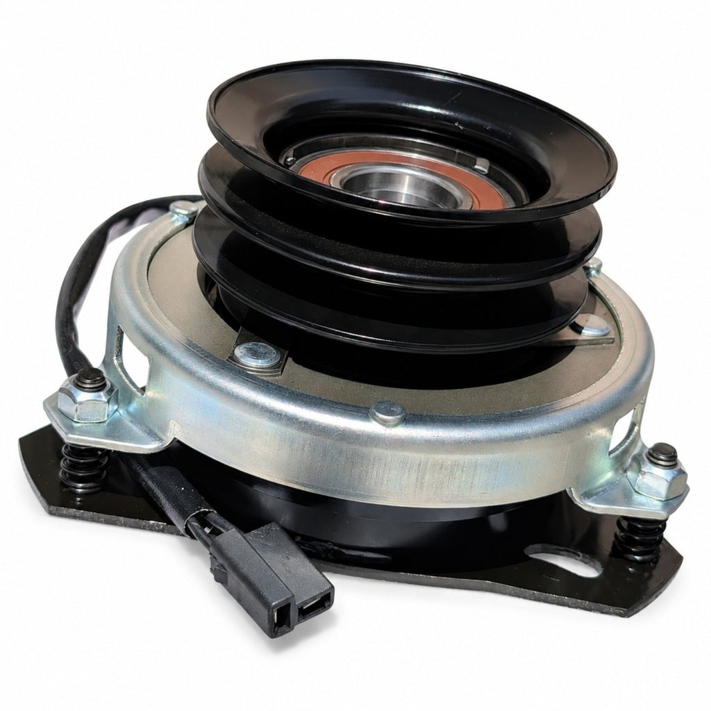 1772076 electric PTO clutch assembly with metal housing and black components on a white background.