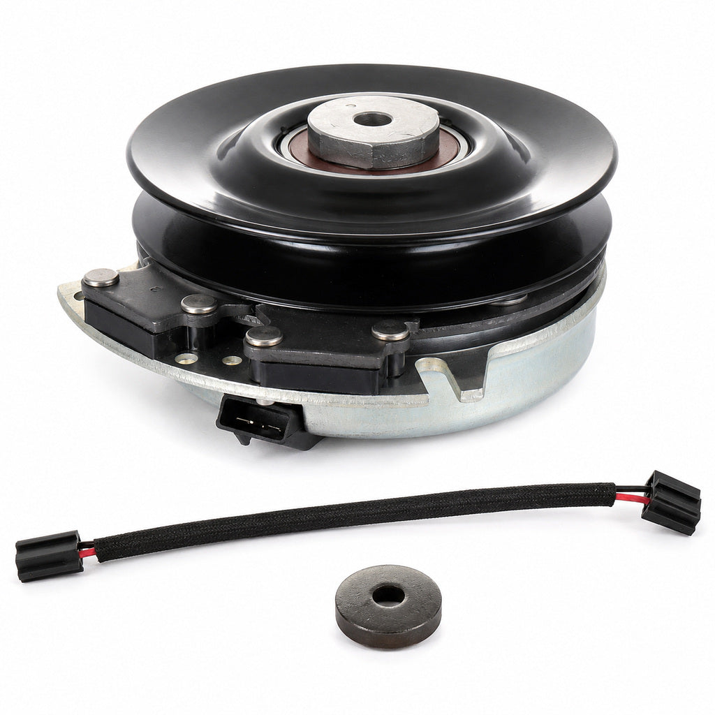 Aftermarket 2722016 electric PTO clutch replacement for Bobcat, Bunton, and Woods mowers with 1-1/8 inch bore, 6-5/16 inch pulley, and clockwise rotation.
