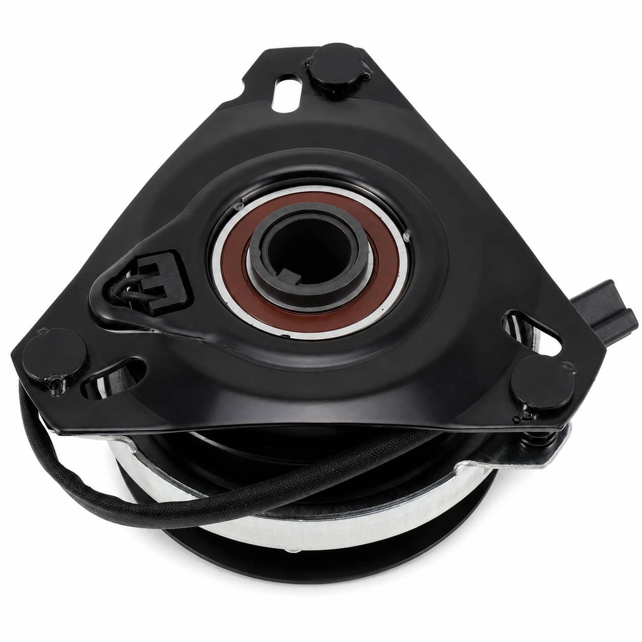 Flip side of 326108MA electric PTO clutch showing anti-rotation setup for Craftsman, Cub Cadet and Murray tractors.
