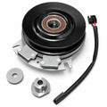 388740 aftermarket PTO clutch for Grasshopper, pulley-side view with center bushing, brake assembly, washer and wiring harness