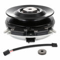 Aftermarket 388740 electric PTO clutch replacement for Grasshopper commercial mowers with 1-1/8 inch bore, 6-5/16 inch single pulley, clockwise rotation, and connector style shown.
