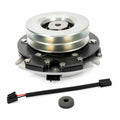 Aftermarket 388771 electric PTO clutch replacement for Grasshopper commercial mowers with 1-1/8 inch bore, 4-7/8 inch double pulley, clockwise rotation, and connector style shown.