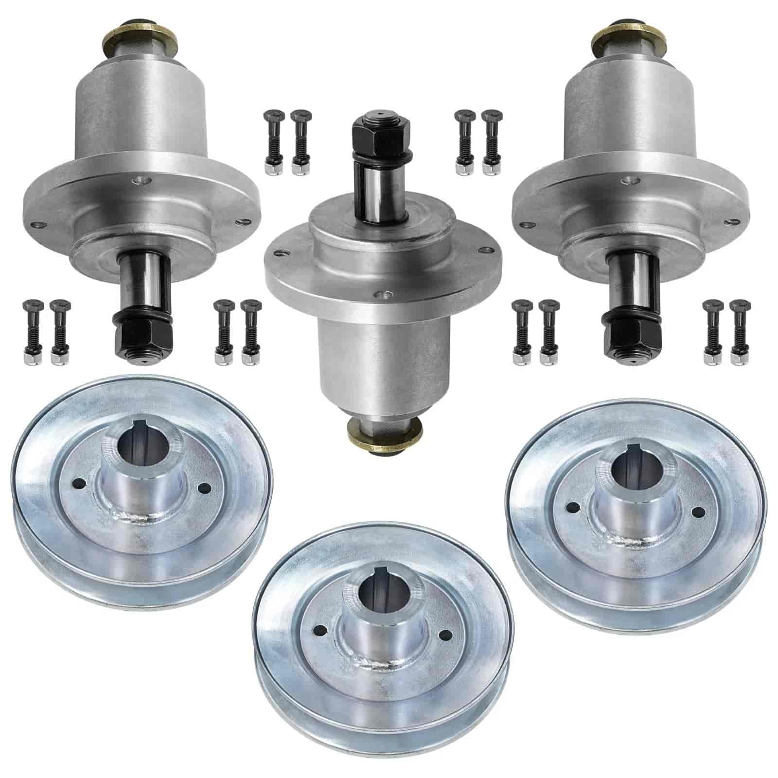 3 pack spindle and pulley replacing Scag 461950. 