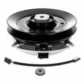Aftermarket Dixie Chopper 500056 electric PTO clutch replacement for Classic and Xcaliber mowers with 1-1/8 inch bore, 7-3/8 inch pulley, CW rotation, and connector style shown.
