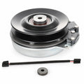 Aftermarket Dixie Chopper 500067 electric PTO clutch replacement for Iron Eagle and Magnum mowers with 1-inch bore, 6-inch pulley, CCW rotation, and connector style shown.