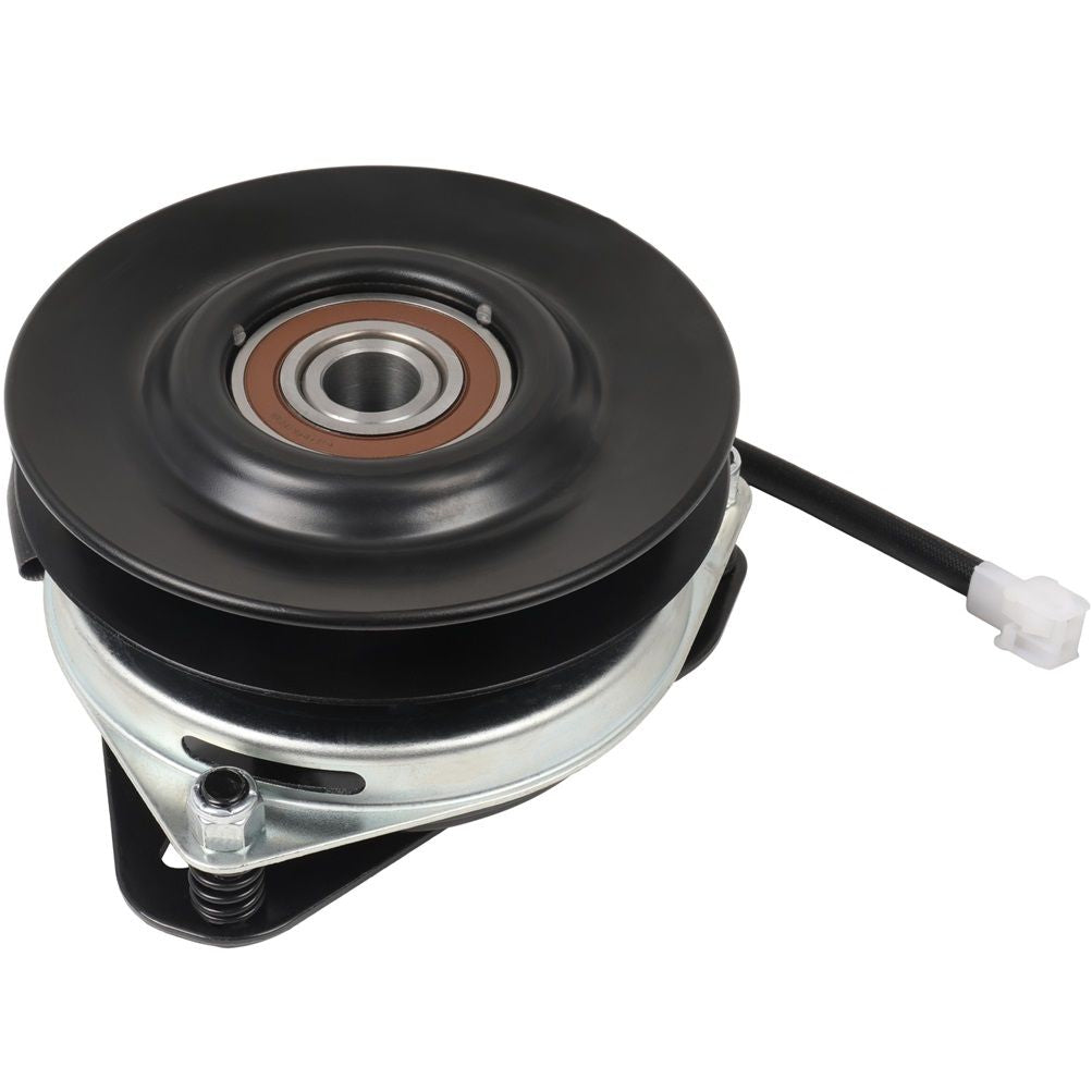 Aftermarket Dixie Chopper 500144 electric PTO clutch replacement for Zee 2 mowers with 1-1/8 inch bore, 6 inch pulley, CCW rotation, and connector style shown