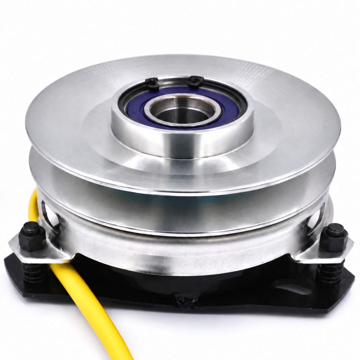 5021083SM HD Upgrade PTO clutch for Ferris, Snapper and Simplicity with silver billet pulley and yellow wire lead