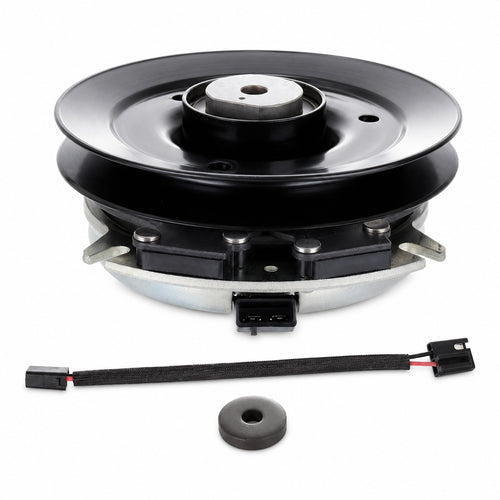 Aftermarket 5100875 electric PTO clutch replacement for Ferris IS2000Z, IS3100Z, Snapper Pro, and Simplicity Cobalt mowers with 1-1/8 inch bore, 7.19 to 7.25 inch pulley, CCW rotation, and connector style shown.