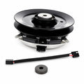 Aftermarket 5203434 electric PTO clutch replacement for Worldlawn Cobra and Encore commercial mowers with 1-1/8 inch bore, 7-3/8 inch pulley, counter-clockwise rotation, and connector style shown.