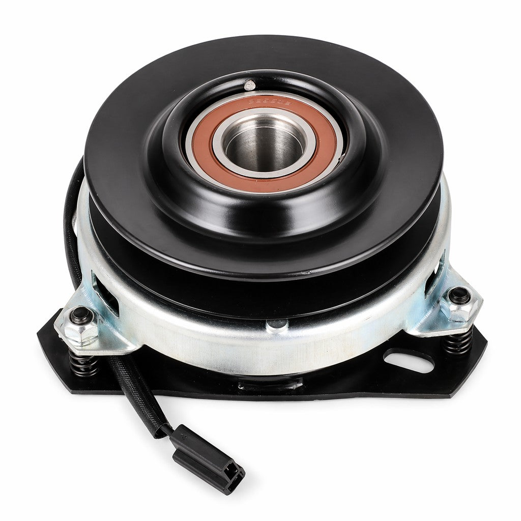 Warner 5215-42 electric PTO clutch replacement with 5.35-inch pulley, 1-1/8 inch crankshaft bore, and CW rotation, shown on white background.