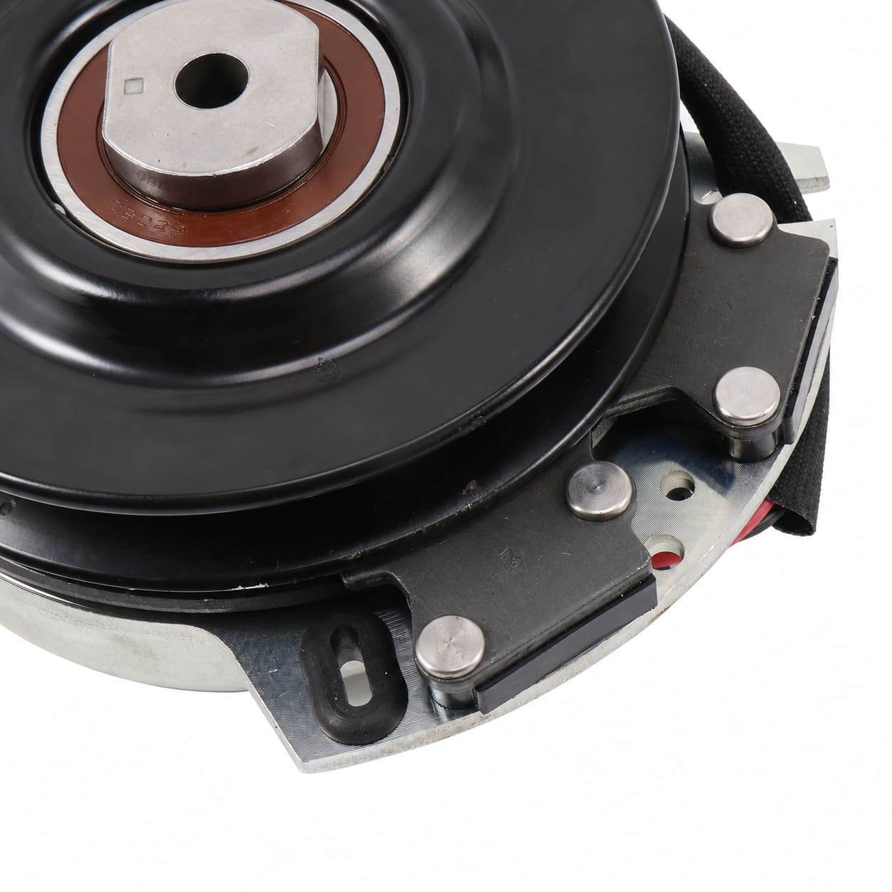 Close up of warner PTO clutch 529-97 showing anti-rotation mechanism. 