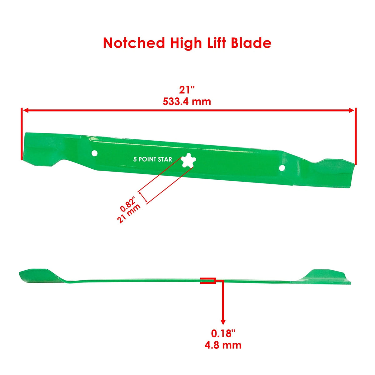 Blade spec image for 531307223 mower blade