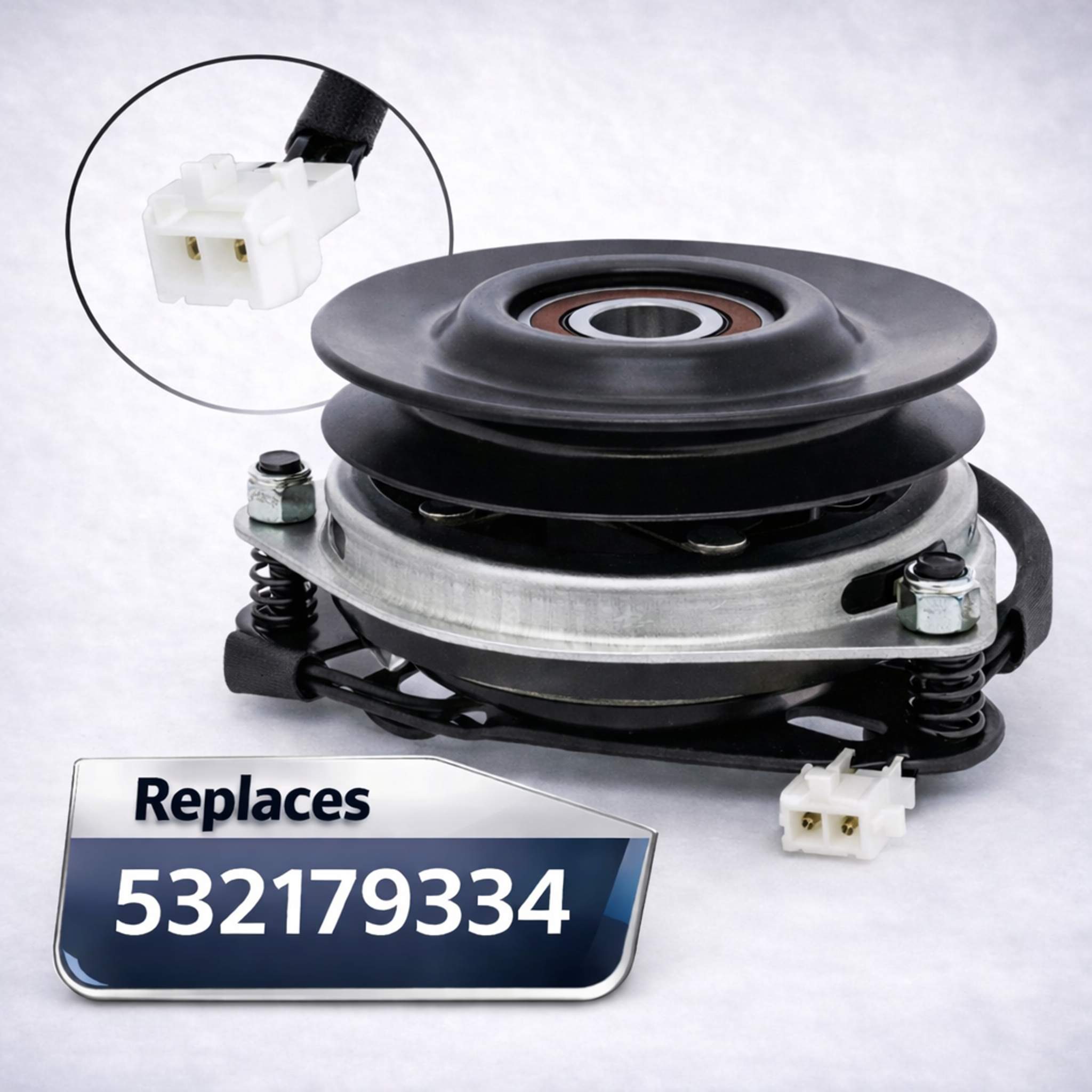 532179334 electric PTO clutch replacement with 1 inch bore & 6.10 inch pulley for Husqvarna, Craftsman, Ariens & Gravely