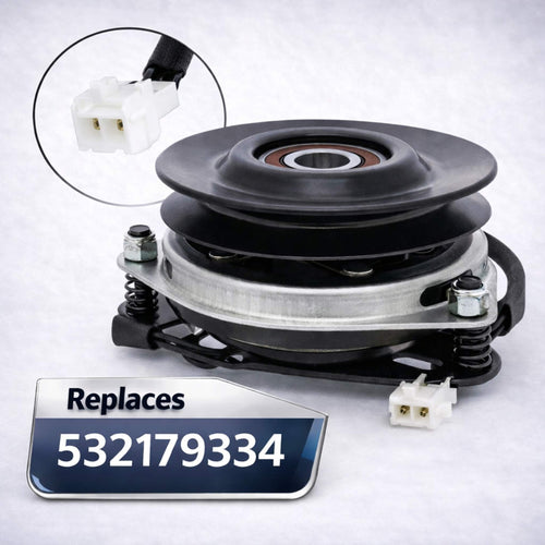 532179334 electric PTO clutch replacement with 1 inch bore & 6.10 inch pulley for Husqvarna, Craftsman, Ariens & Gravely