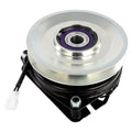 Aftermarket 532179335 electric PTO clutch replacement for Husqvarna, Poulan Pro, Jonsered, RedMax, and AYP-built mowers with 1-1/8 inch bore, 6.10 inch pulley, CCW rotation, and connector style shown.