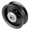 Aftermarket 532196104 black flat idler pulley for select Husqvarna, Craftsman and Poulan mower decks, replacing 532197380, 196104 and 197380.