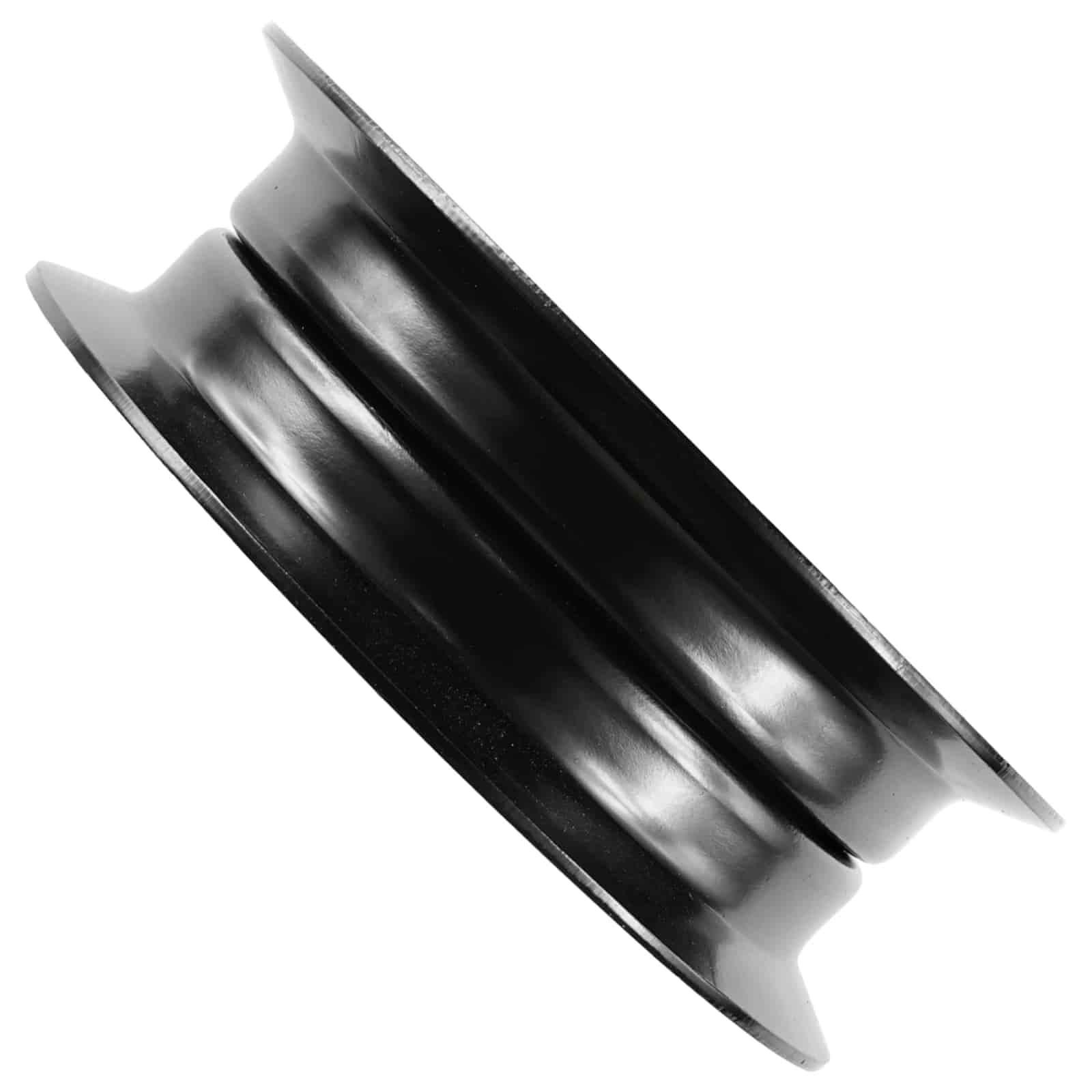 Side view showing width of 532196106 flat idler pulley for Husqvarna RZ5424 54-inch mower deck.