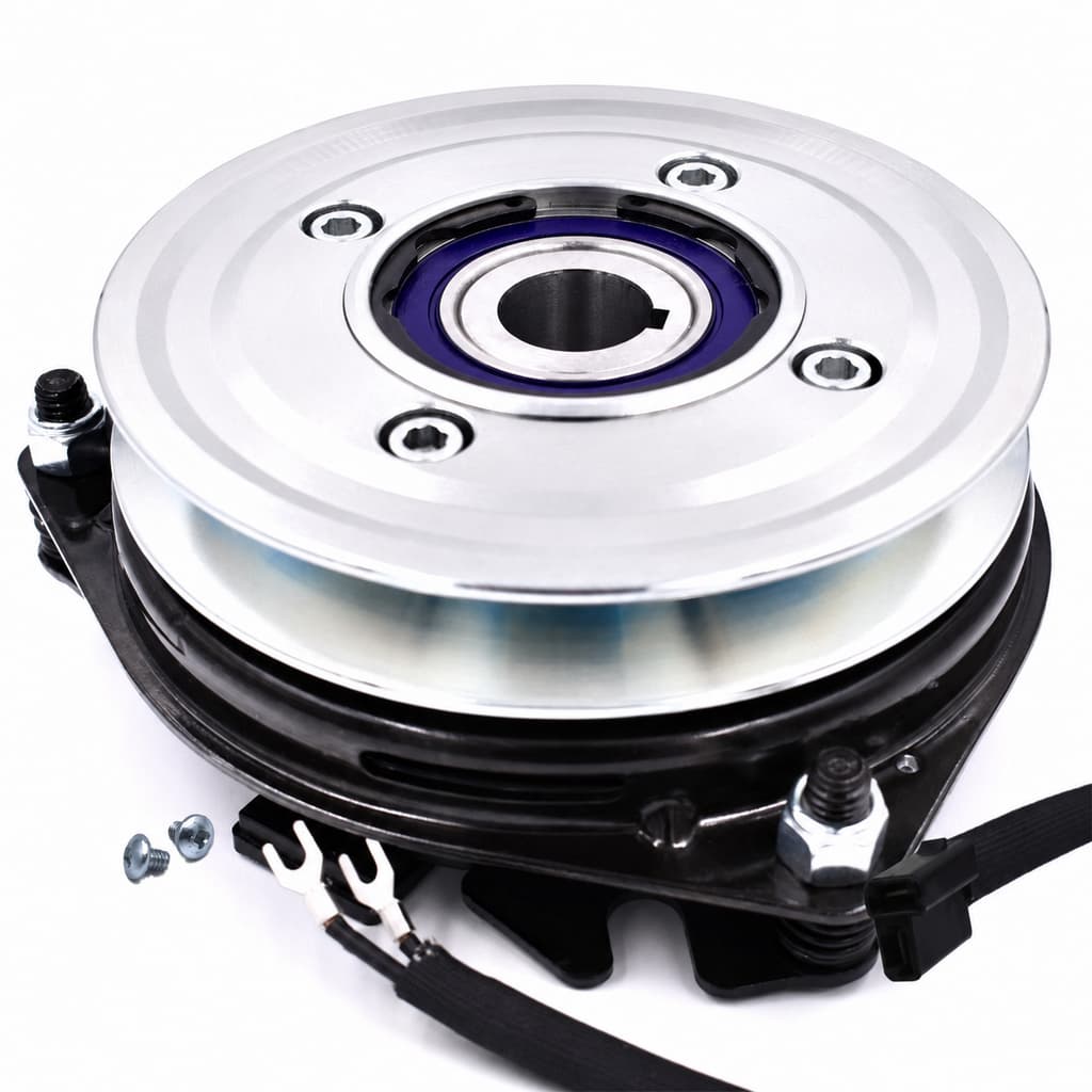 HD Switch 539113437 high-torque electric PTO clutch for Husqvarna, Dixon and RedMax mowers with billet pulley and replaceable wire harness.
