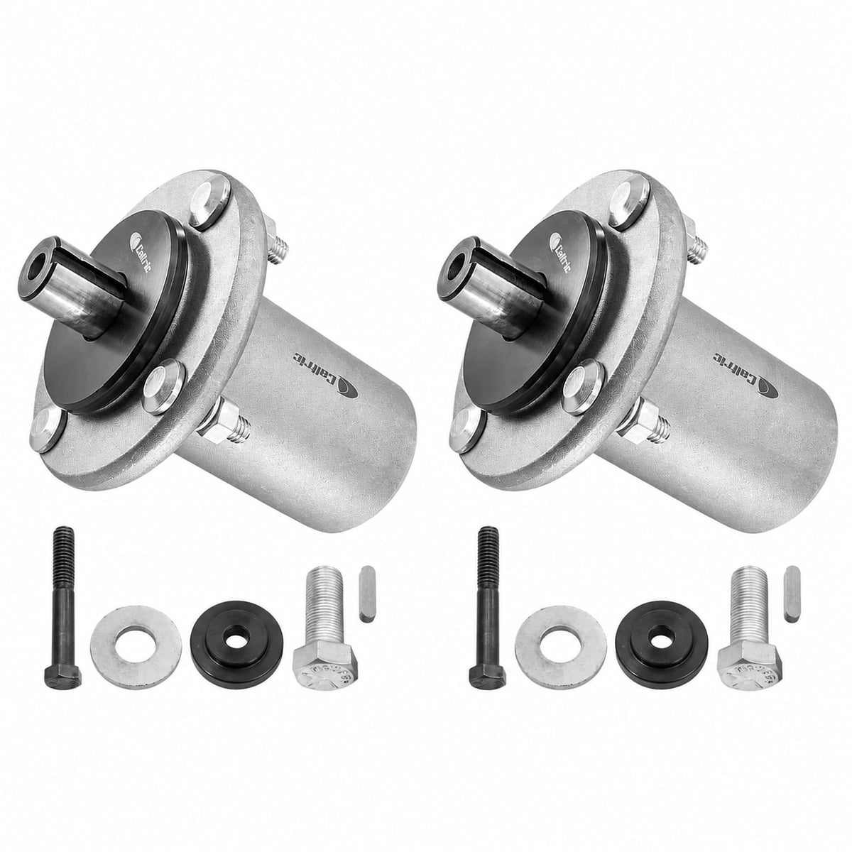 Two silver 59125000 replacement spindle assemblies for Ariens and Gravely mower decks