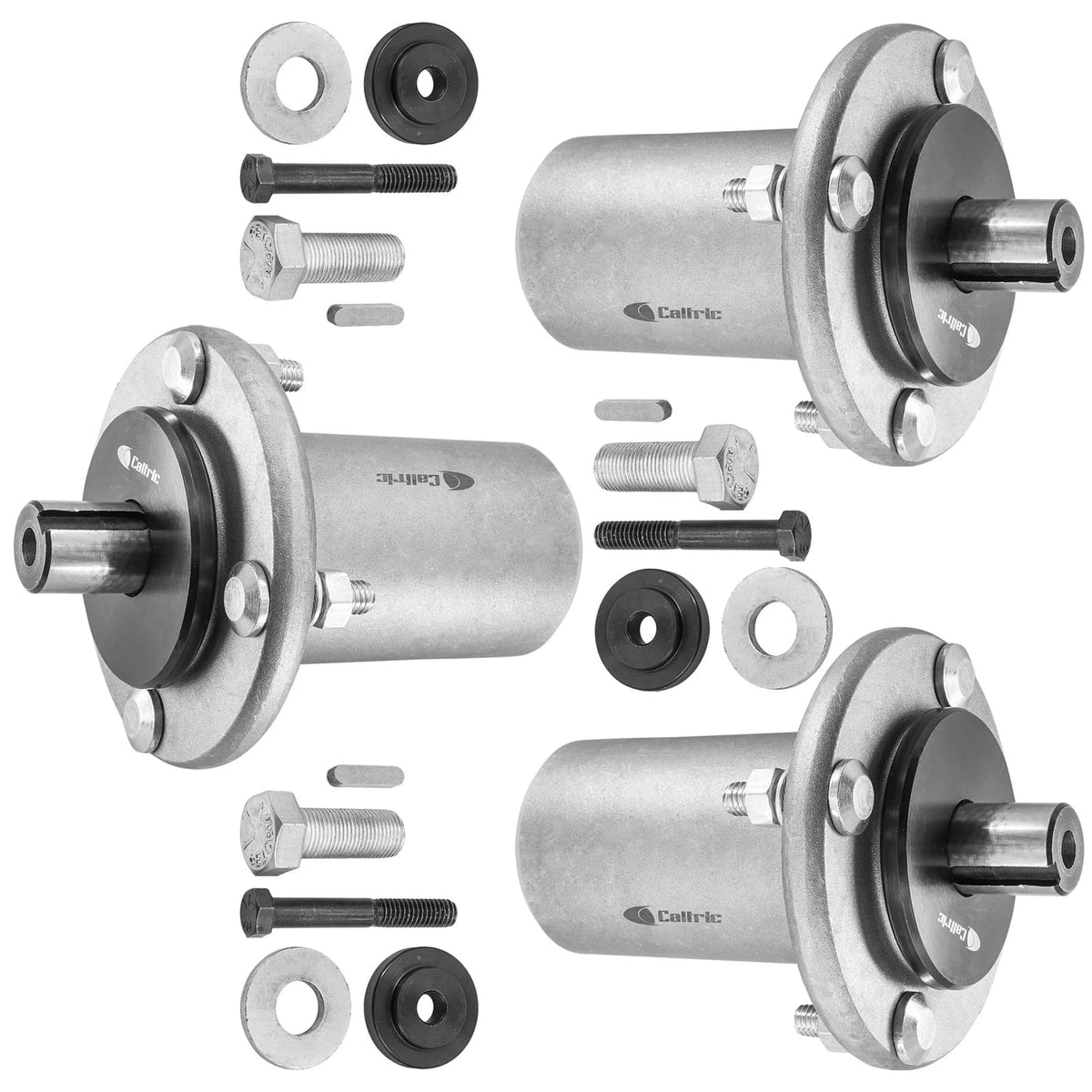Three silver 59125000 replacement spindle assemblies for Ariens and Gravely mower decks