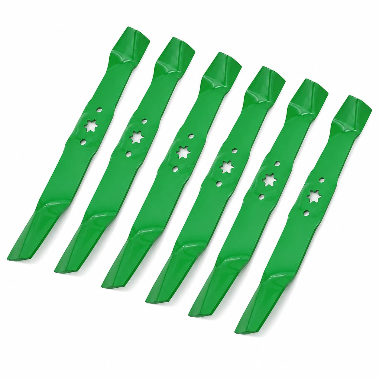 6 pack of aftermarket replacement mower blades. Long blade 942-04125 short blade 942-04124.