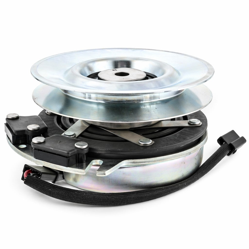 Hustler TrimStar 603545 electric PTO clutch replacement with 6.30-inch pulley, 1-inch crankshaft bore, and CCW rotation, shown on white background.