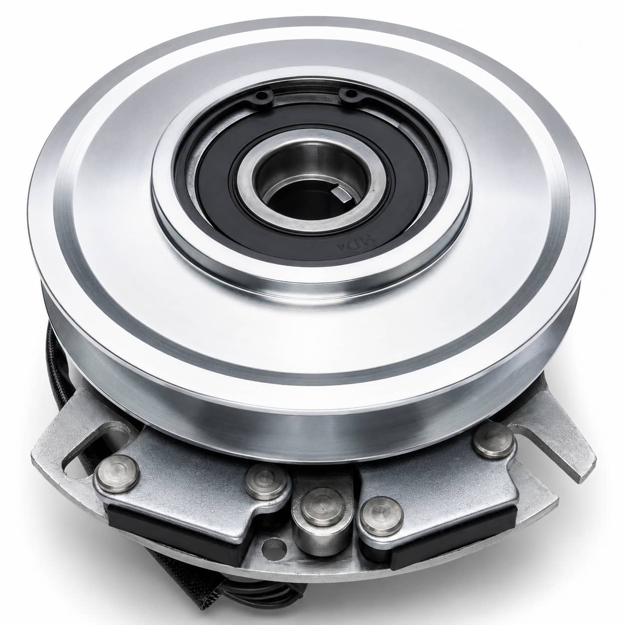 Hustler 605827K PTO clutch replacement image for Hustler Raptor 52 model 934794, replacing 605827, Warner 5219-193, Warner 5219-194, and related 127340 service kit path with 1-1/8 inch bore, 5.70-inch pulley, and CCW rotation.