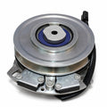 605827K electric PTO clutch replacement pulley-side view showing D-spacer bushing, brake assembly and wiring connector