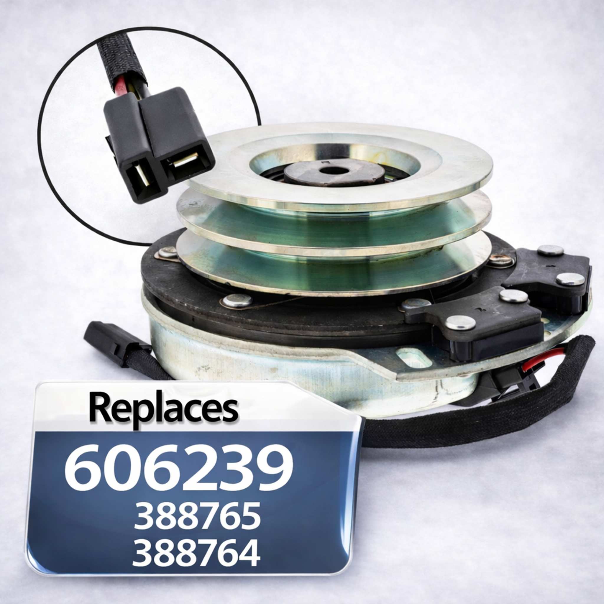 606239 electric PTO clutch replacement with 1 inch bore and 4.88 inch pulley for Grasshopper and Woods Zero Turn Mowers 