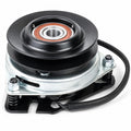 Aftermarket 759-05064 electric PTO clutch replacement for Cub Cadet, MTD, Troy-Bilt, Craftsman, Dixon, and Husqvarna mowers with 1-inch bore, 5-3/8 inch pulley, CCW rotation, and connector style shown.