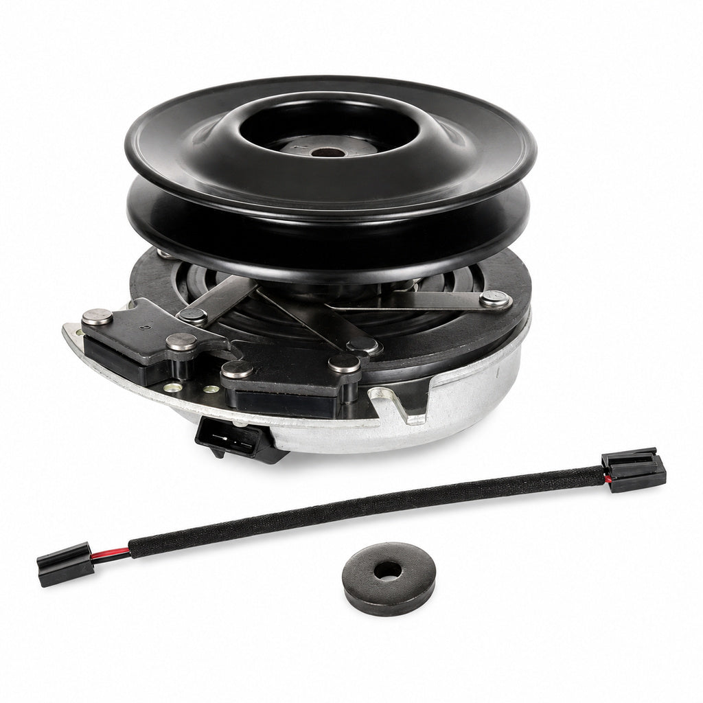 Aftermarket 917-05001 electric PTO clutch replacement for Cub Cadet GT1554 and SLT1554 mowers with 1-inch bore, 6-inch pulley, and counter-clockwise rotation. Displayed against white background.