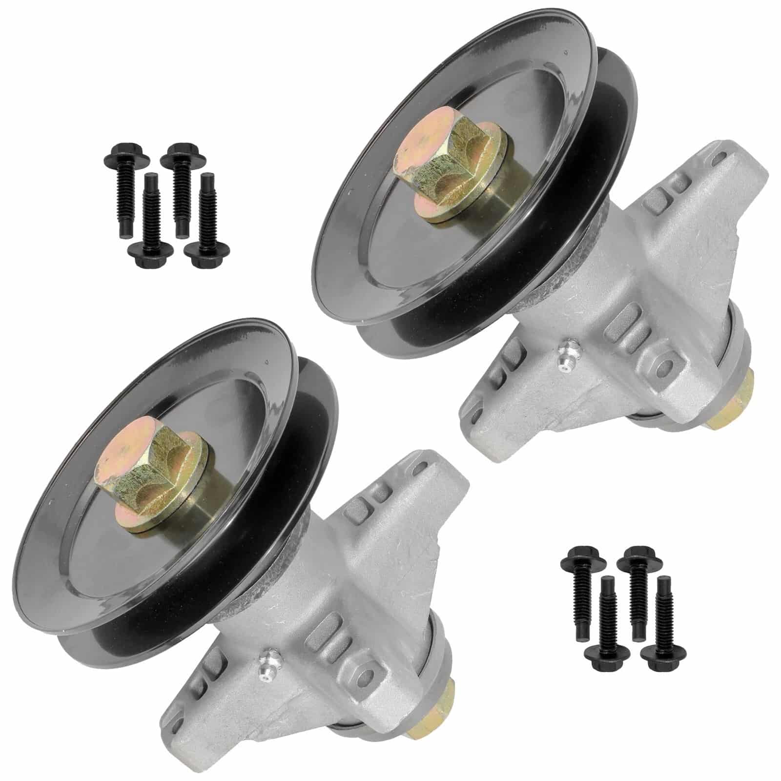 2-pack 618-04129A spindle assemblies with pulleys for Cub Cadet mower deck.