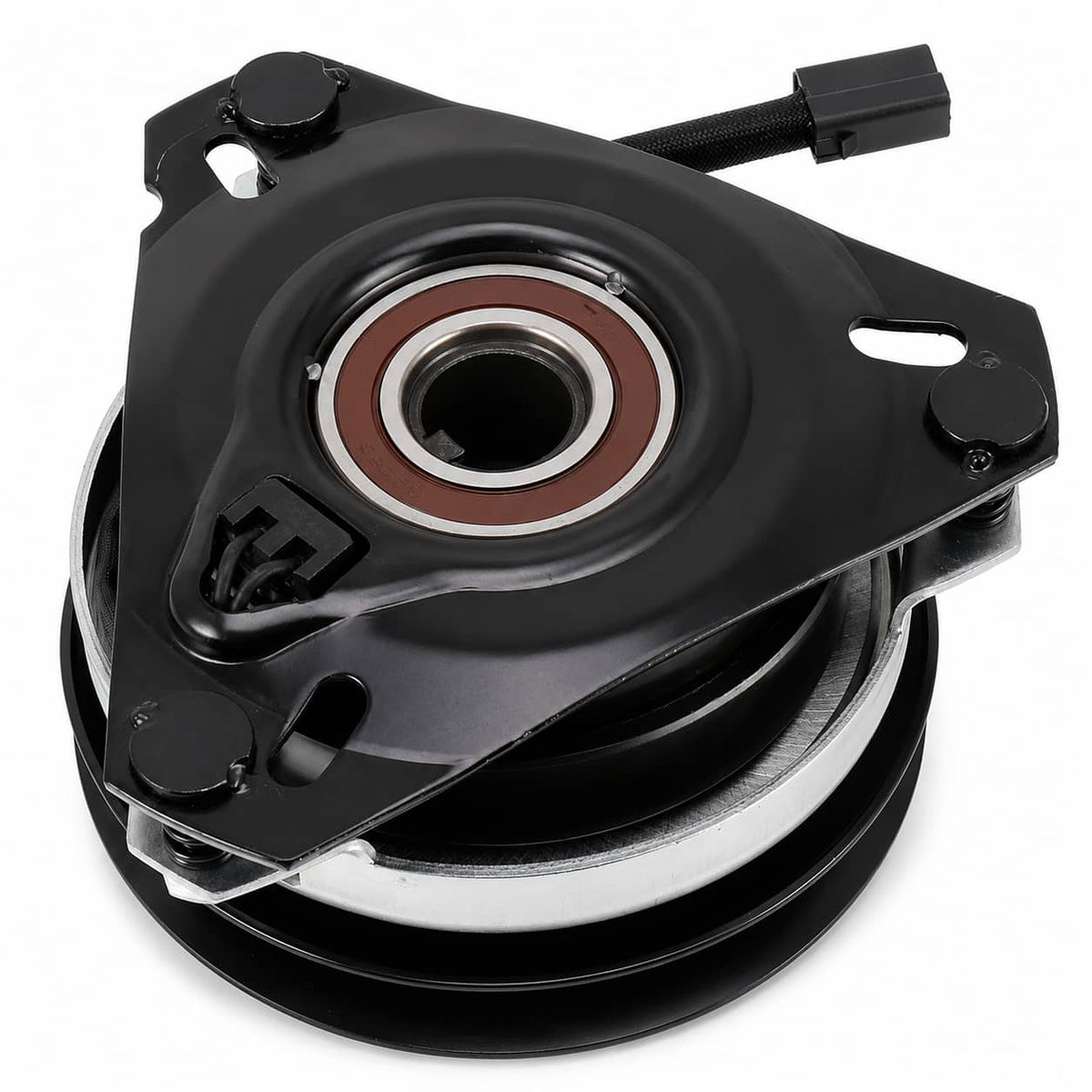 Toro 94-2514 replacement PTO clutch showing center bore, bearing and triangular mounting plate
