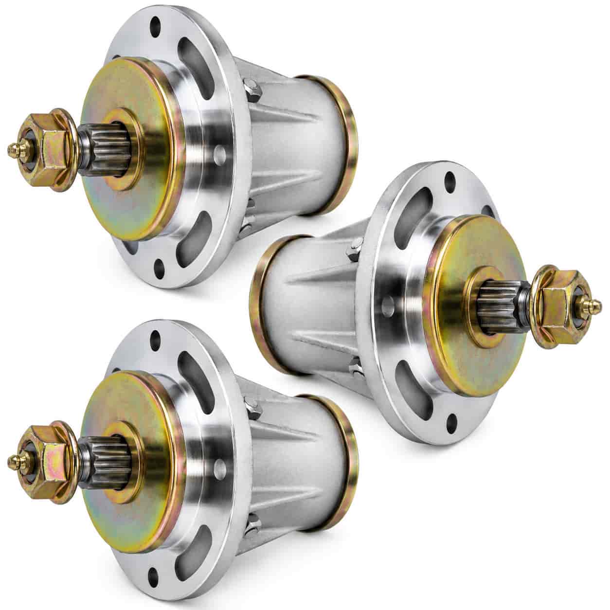 3-pack 966956101 spindle assemblies for Husqvarna Yazoo Kees mower deck.