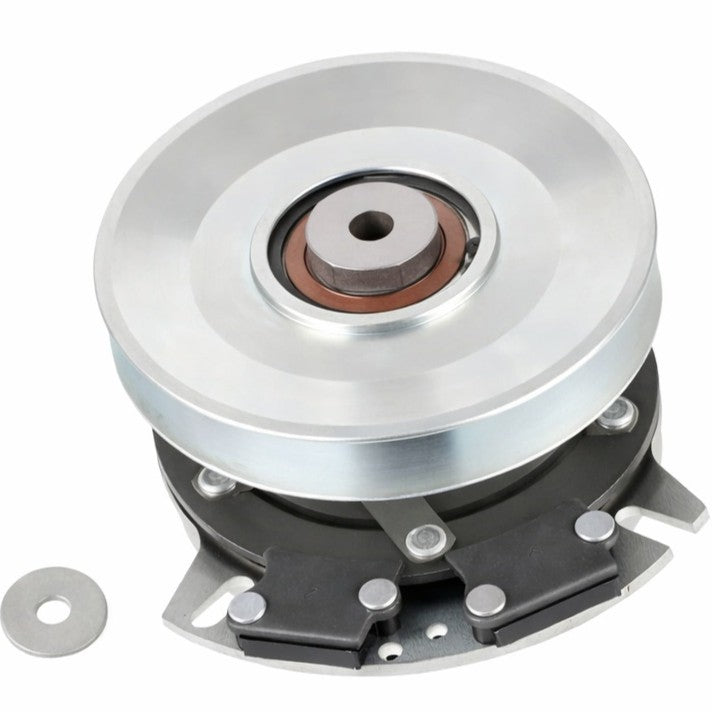 John Deere AM136115 PTO clutch replacement with 6.53-inch pulley, 1-inch crankshaft bore, and CCW rotation, shown on white background.