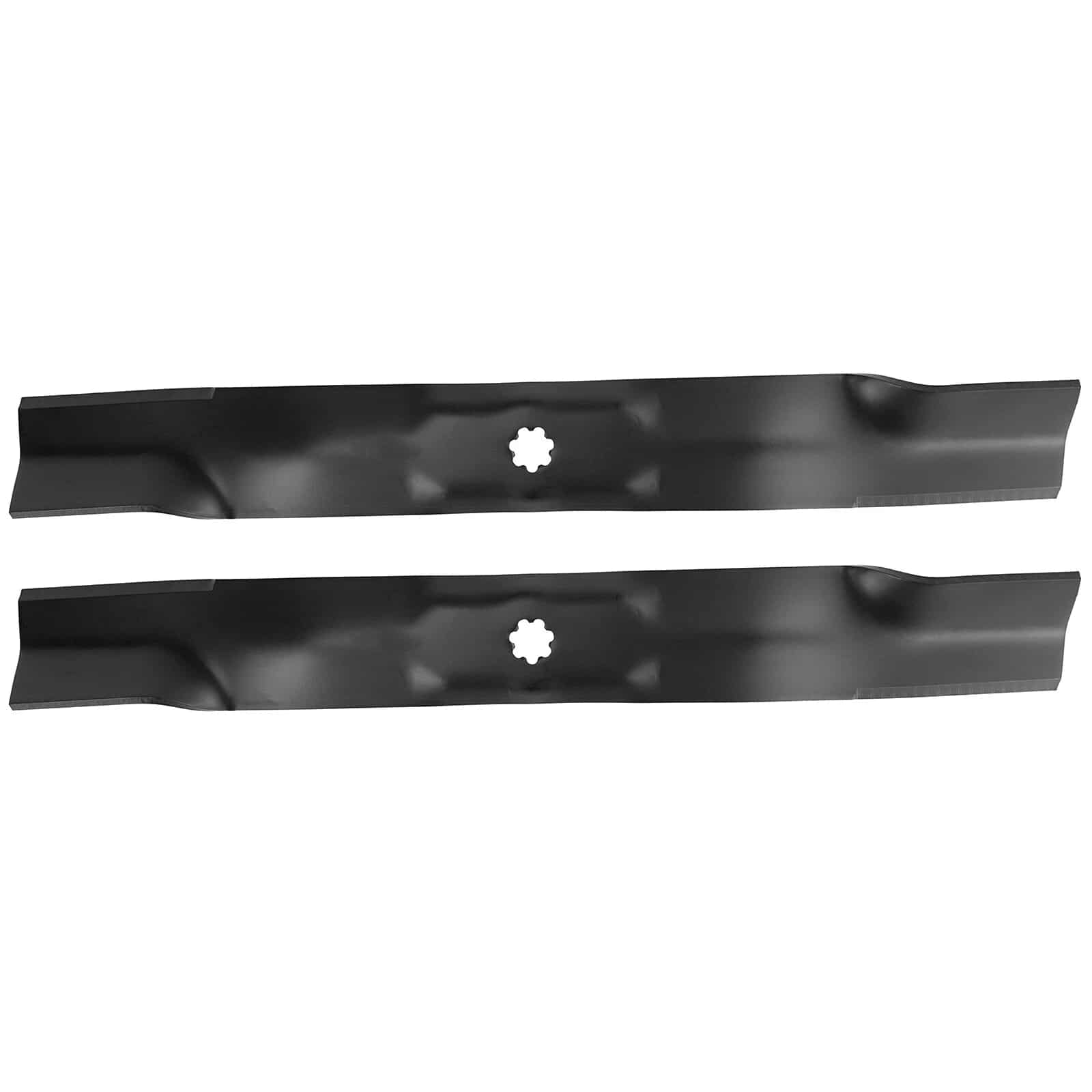 Aftermarket replacement mower blades for John Deer part number AM137328 and others.