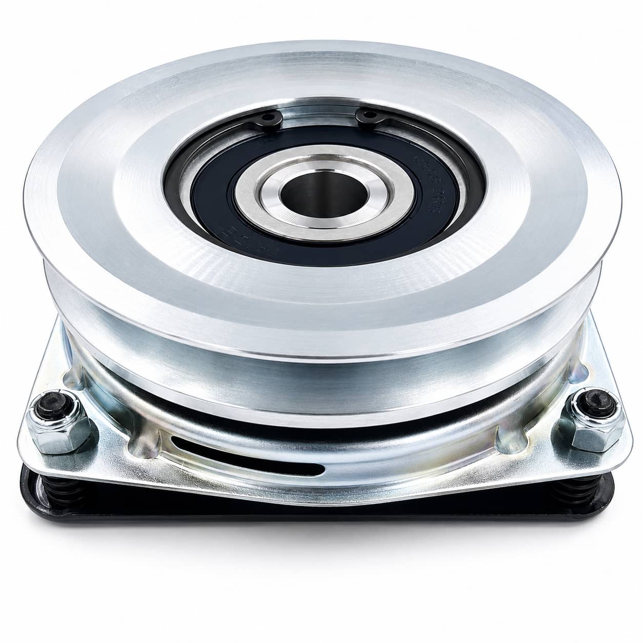 Kubota K3011-10050 PTO clutch replacement with 1-1/8 inch bore, 6-inch pulley, CCW rotation, and white 2-pin pigtail plug for select Kubota Z-Series, ZG-Series, and T-Series mower applications.