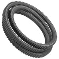 Aftermarket M154897 and M172924 primary mower deck belt measuring approximately 5/8 inch by 66.5 inches for select John Deere models.
