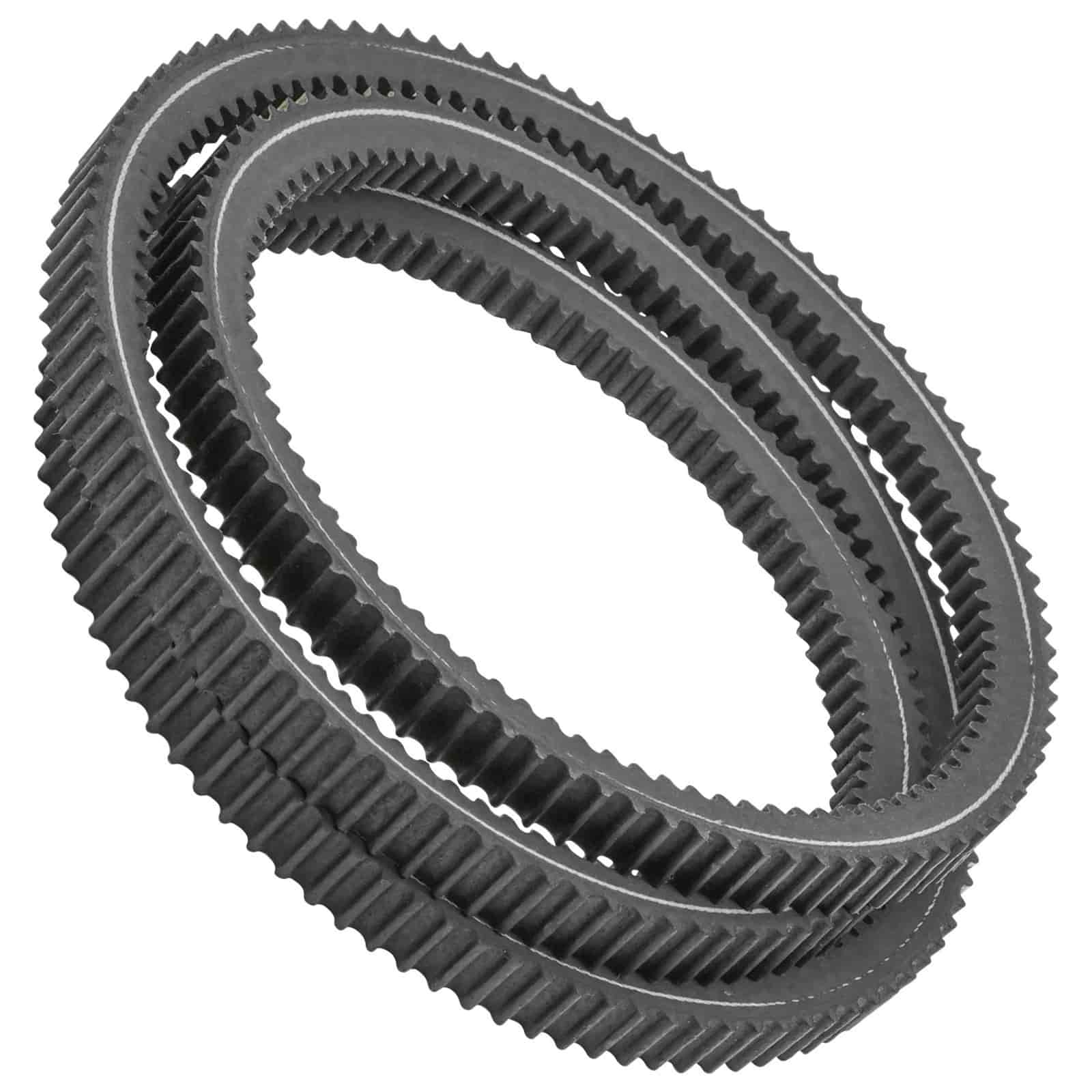 Aftermarket M154897 and M172924 primary mower deck belt measuring approximately 5/8 inch by 66.5 inches for select John Deere models.